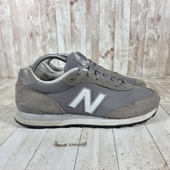 New Balance 515 Mens Gray Suede Mesh Low Top Sneakers ML515GR3 Size 8.5